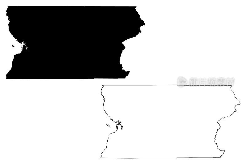 美国华盛顿州史诺霍米什县(U.S. County, United States, USA, USA)地图矢量图，潦草草图史诺霍米什地图